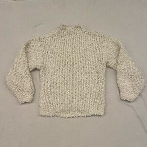 STATE Cream Textured Women's Turtleneck Sweater